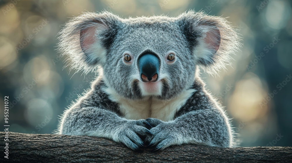 Obraz premium Enchanting portrait of a curious koala, its soft, fluffy fur and endearing expression evoking a sense of gentleness
