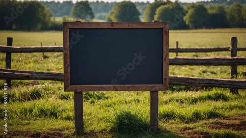 Empty advertising board on a farm with a clean look. photo