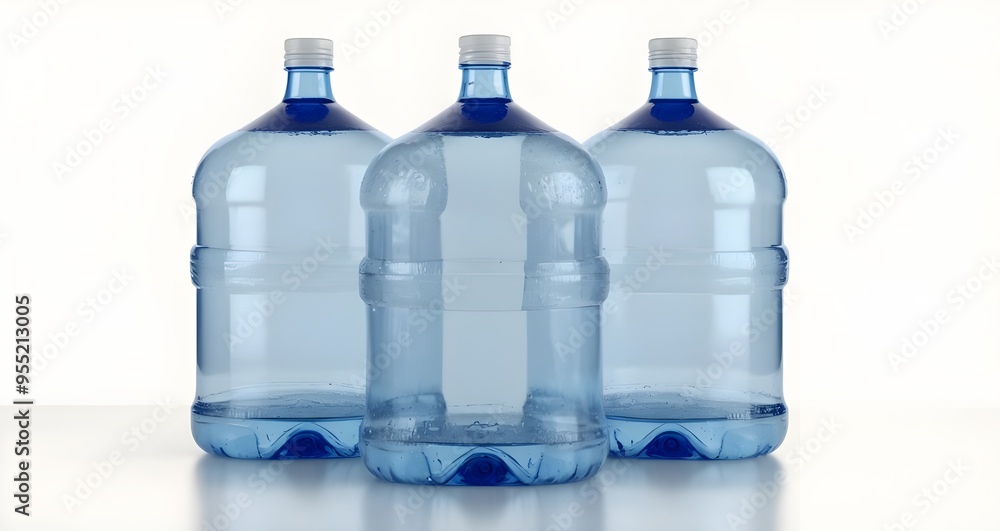 Naklejka premium Three big bottles of water isolated on a white background 