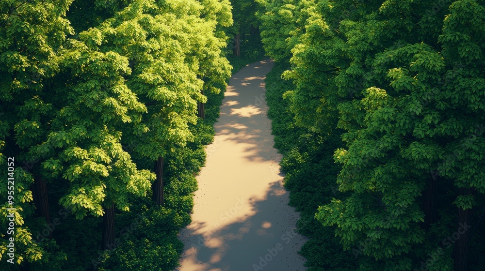Aerial View of Lush Green Forest Path Aerial View of Lush Green Forest Path