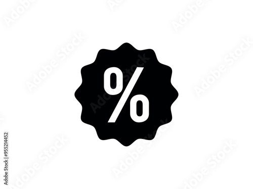 Discount Badge Icon- Promotional Price Tag with Percent Symbol for Marketing Sales - Vector Illustration