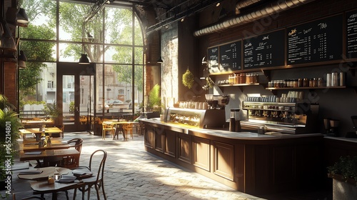 Render a cozy, intimate cafe nestled in a bustling city, highlighting the contrast between urban chaos and the serene atmosphere inside
