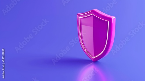 Pink shield icon on a purple background, symbolizing protection and security, suitable for cybersecurity and safety-themed concepts.