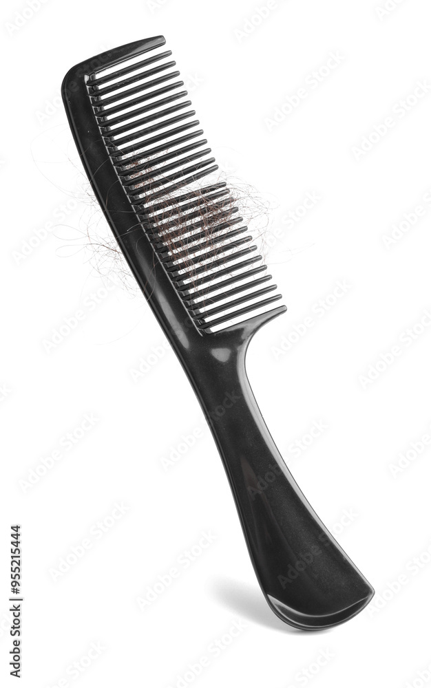 One comb with lost hair isolated on white One comb with lost hair isolated on white