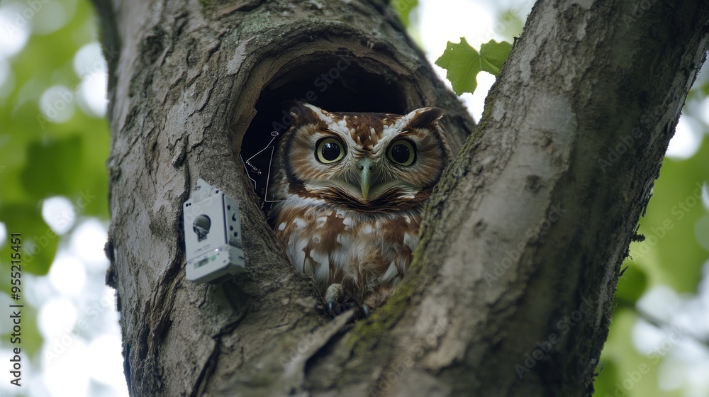 Eastern Screech Owl Perched in a Tree Cavity Eastern Screech Owl Perched in a Tree Cavity
