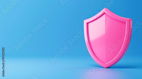 Free Download Pink shield on blue background symbolizing protection, security, and safety in a minimalistic design. Ideal for modern digital concepts. - GFXLoad