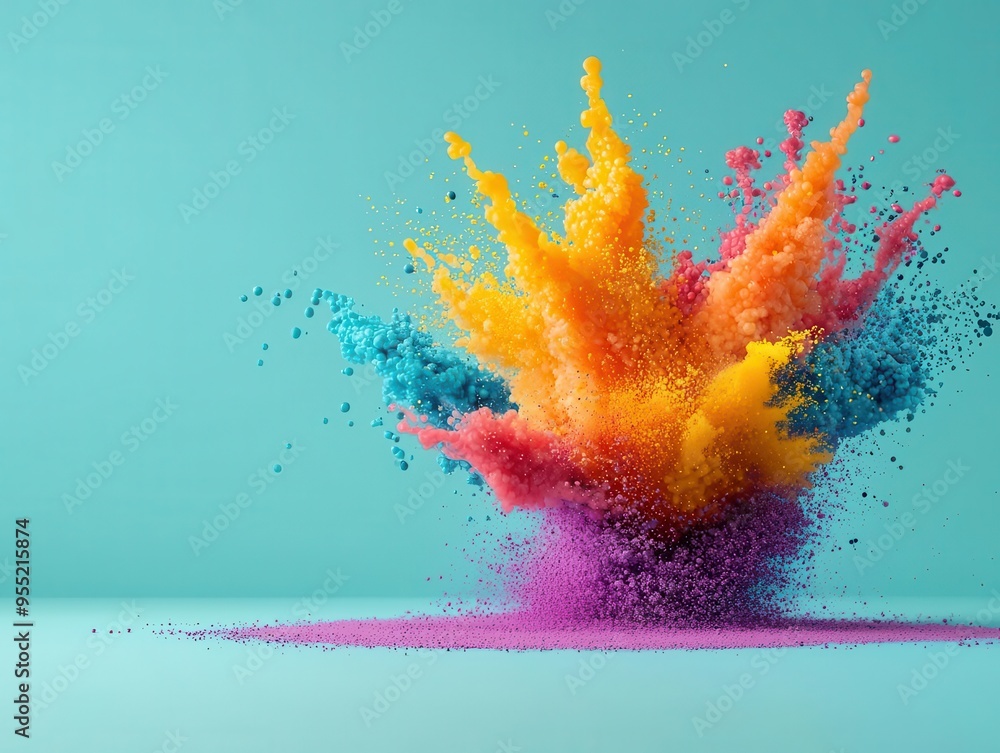 A chemical reaction causing a sudden explosion of color, focusing on the dramatic effect, reaction effect chemical A chemical reaction causing a sudden explosion of color, focusing on the dramatic effect, reaction effect chemical