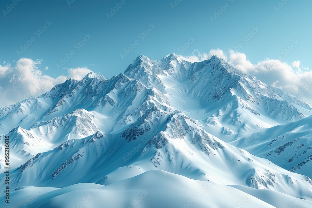 Obraz premium The snow-capped peaks viewed from the village