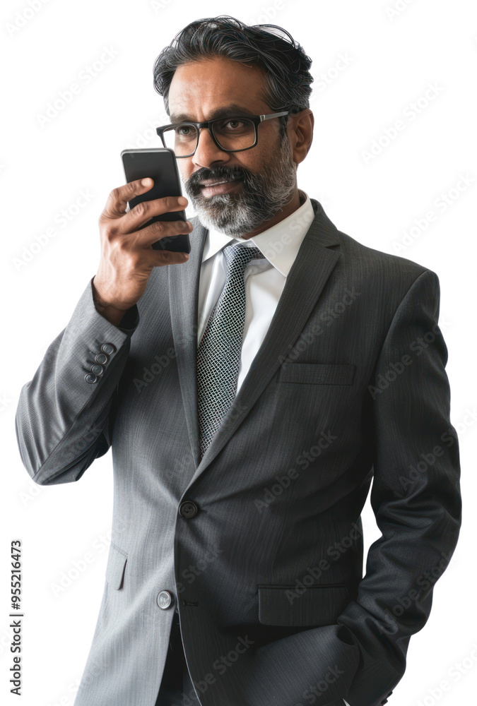 PNG An Indian middle-aged man photo phone suit. PNG An Indian middle-aged man photo phone suit.
