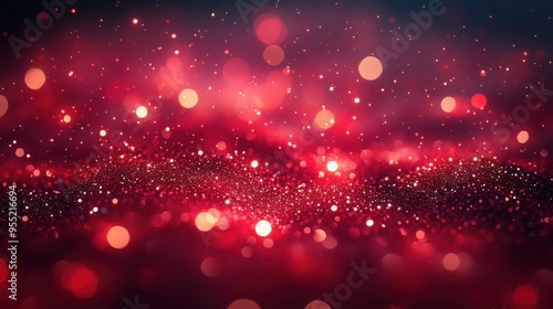 Christmas red glitter bokeh abstract background.