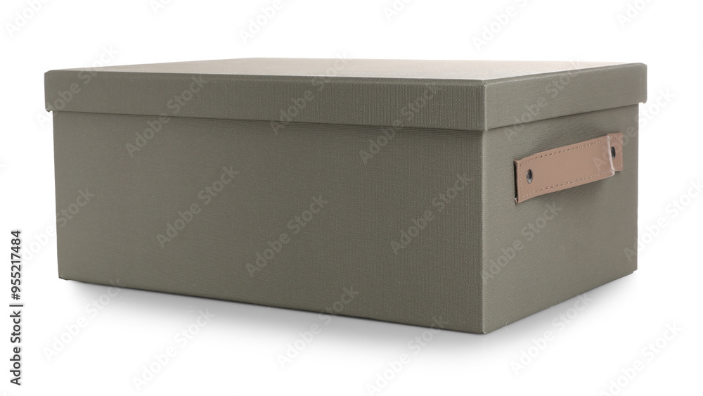 Fototapeta premium One gray box with lid isolated on white