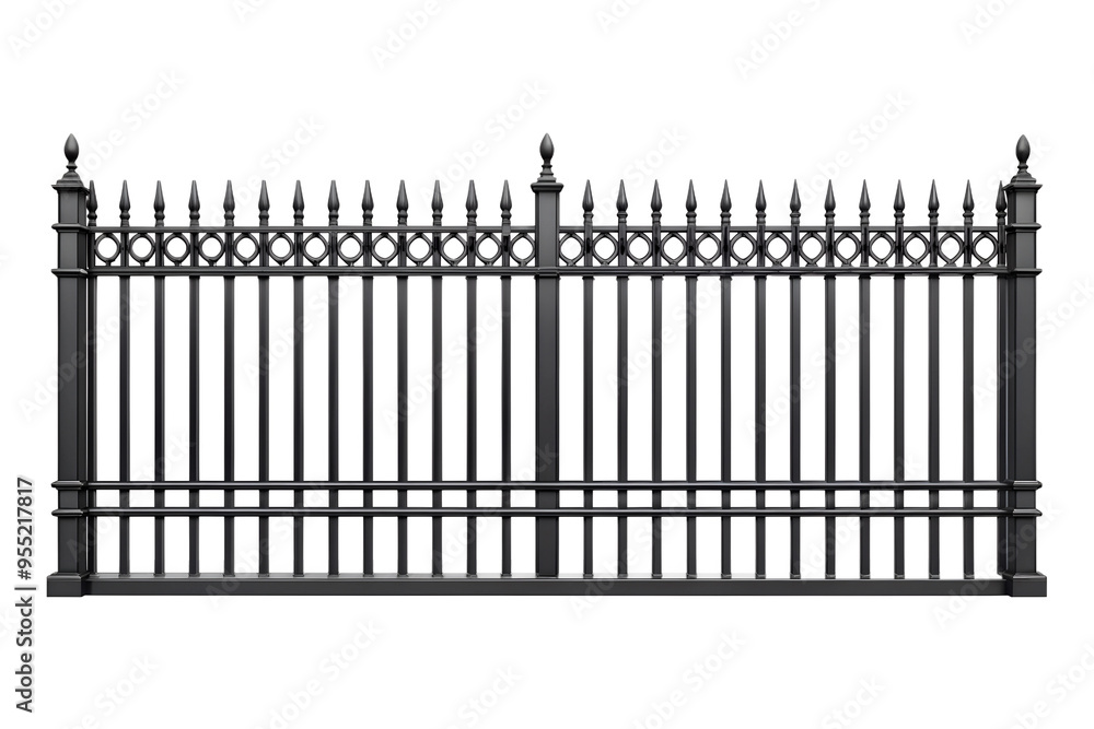 Dark grey iron fence isolated on a transparent background Dark grey iron fence isolated on a transparent background