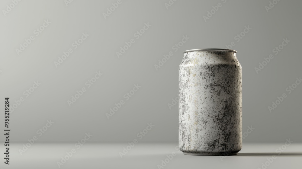A standing can with a smooth texture against a neutral clean background with a soft focus A standing can with a smooth texture against a neutral clean background with a soft focus