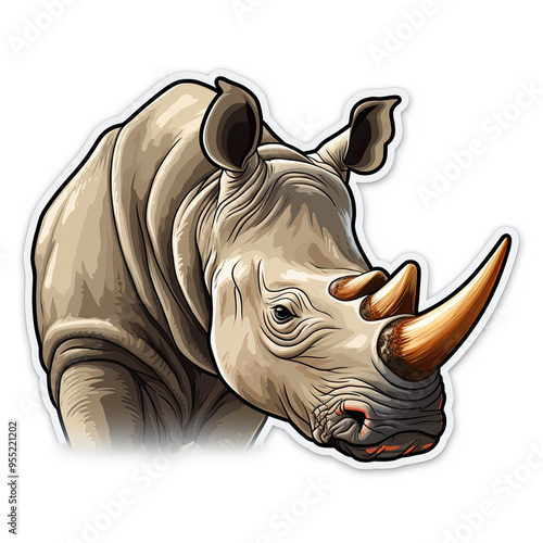 Beautiful Colored Stickers with Rhino Design, Rhinoceros Graphic Resource for Creative Project, Ai Generative
