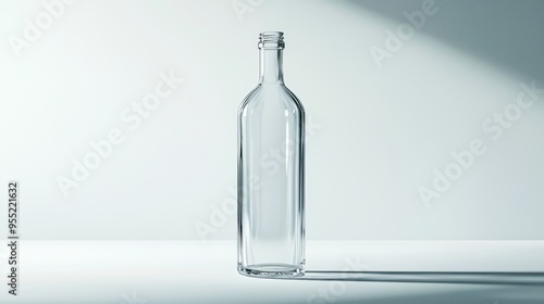 Elegant Glass Bottle on White Background with Soft Shadows