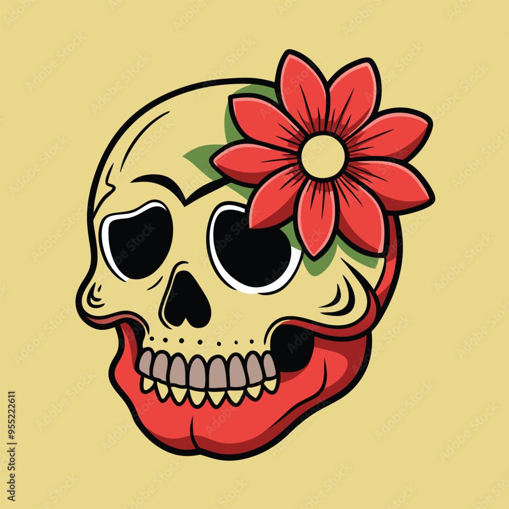 Skull and Flower Vector Skull and Flower Vector