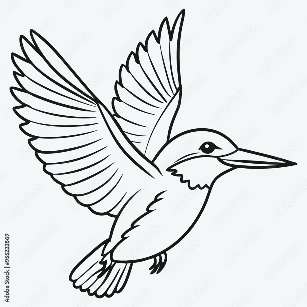 Fototapeta premium Art & Illustration kingfisher-bird flying