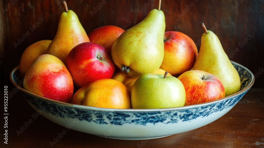 A Bowl of Fresh Fruit: Pears and Apples A Bowl of Fresh Fruit: Pears and Apples