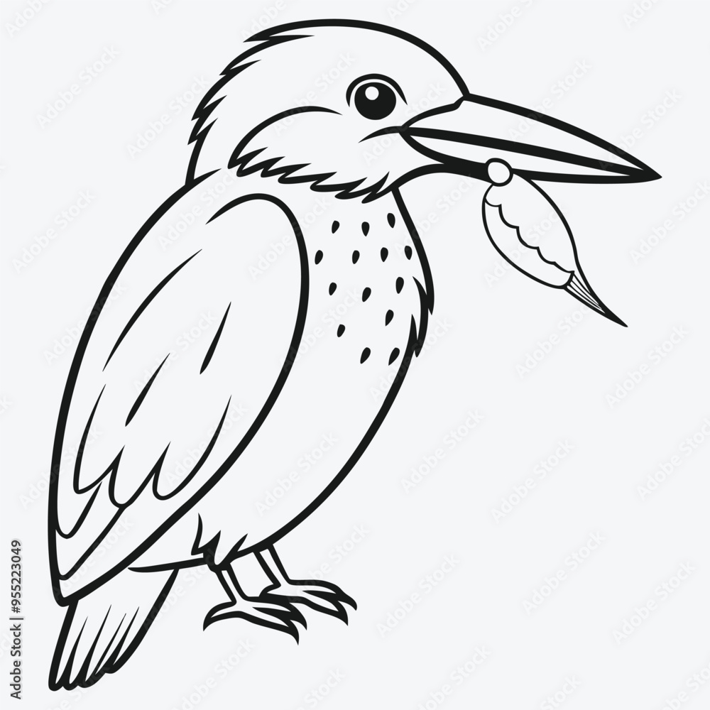 Obraz premium Art & Illustration kingfisher-bird Eating