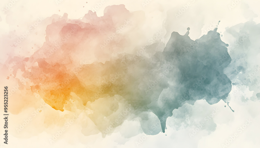 Obraz premium Soft watercolor splashes or strokes in muted tones, offering an artistic yet understated look