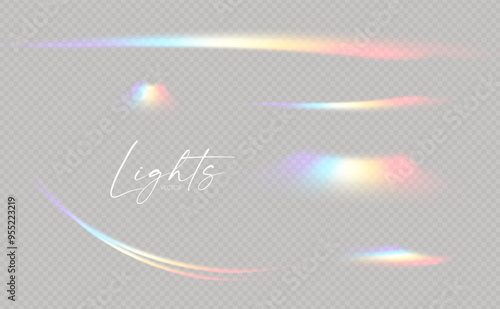 Rainbow light effect wet. Dispersion of beam. Sun light effect for immersion in atmosphere