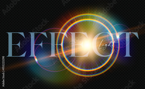 Rainbow light effect. Dispersion of beam. Sun light effect for immersion in atmosphere
