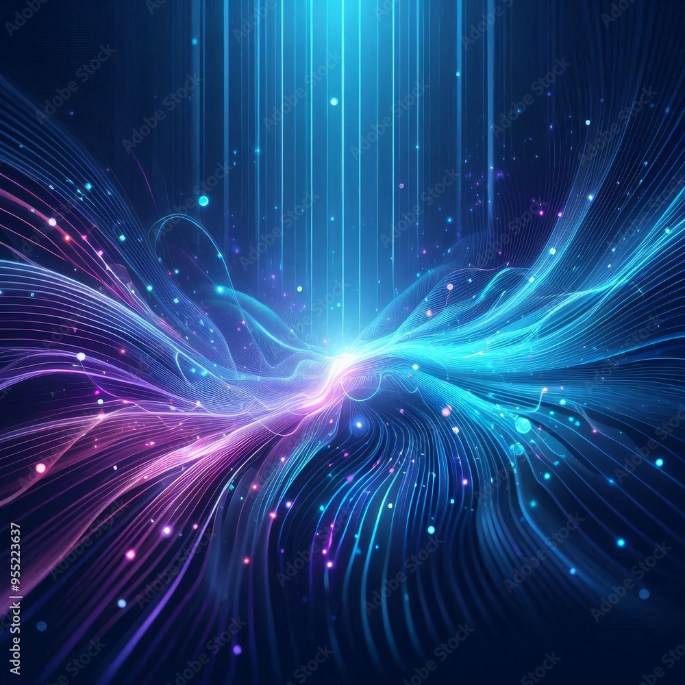 Fototapeta premium Abstract background with blue and purple neon light rays, cut out 