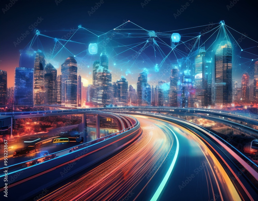 Fototapeta premium Autonomous vehicle technology and smart mobility concept 