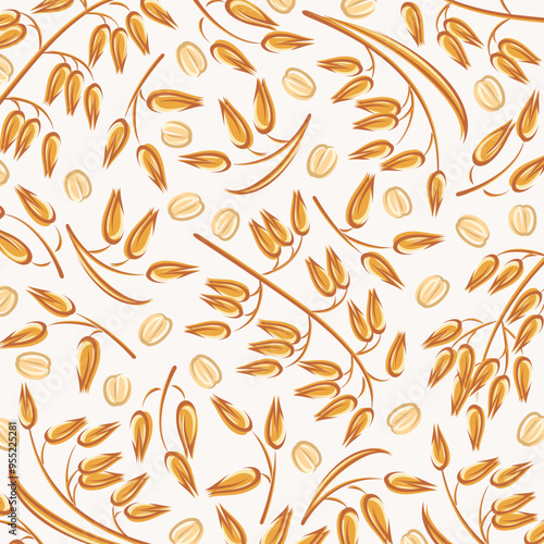 Oats pattern background set. Isolated icon oats. Vector