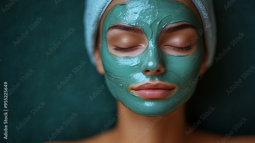 woman with closed eyes enjoying a rejuvenating spa treatment, her face covered in a white beauty mask, symbolizing relaxation, self-care, and the pursuit of youthful radiance woman with closed eyes enjoying a rejuvenating spa treatment, her face covered in a white beauty mask, symbolizing relaxation, self-care, and the pursuit of youthful radiance