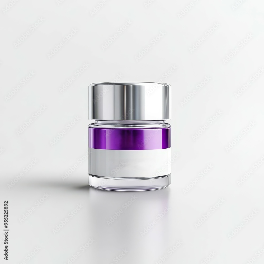 Luxury skincare product in a sleek jar with a silver lid. Luxury skincare product in a sleek jar with a silver lid.