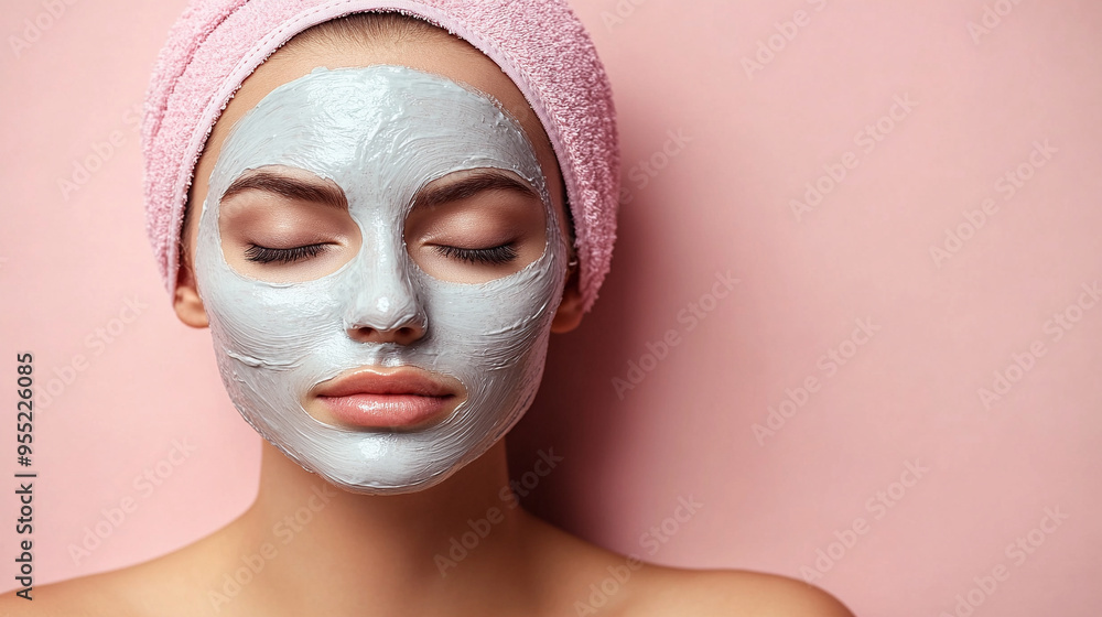 woman with closed eyes enjoying a rejuvenating spa treatment, her face covered in a white beauty mask, symbolizing relaxation, self-care, and the pursuit of youthful radiance woman with closed eyes enjoying a rejuvenating spa treatment, her face covered in a white beauty mask, symbolizing relaxation, self-care, and the pursuit of youthful radiance