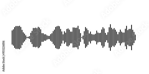 Abstract audio representation featuring vertical lines and rhythmic waves