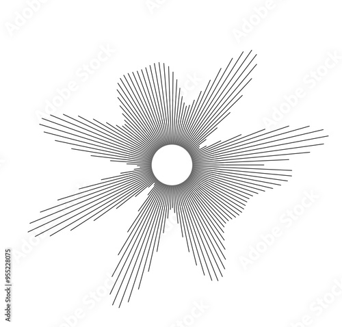 Circular audio visualization featuring intricate wavy line patterns that represent various sound frequencies and rhythms.