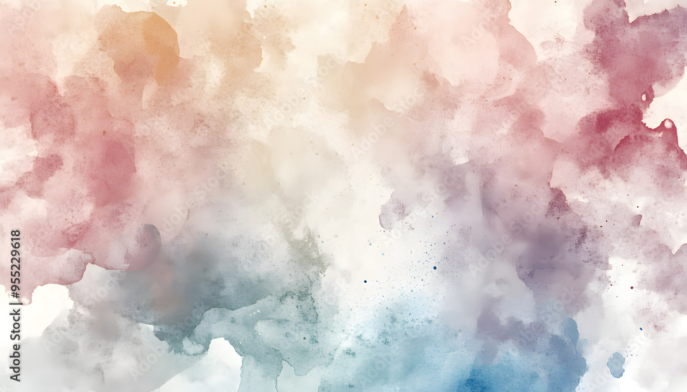 Obraz premium Soft watercolor splashes or strokes in muted tones, offering an artistic yet understated look