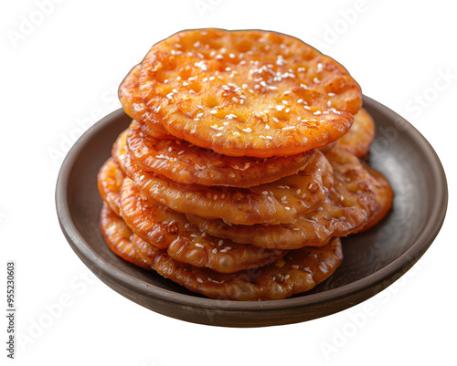 Malpua pancakes isolated on white, transparent, traditional Indian dessert food photo