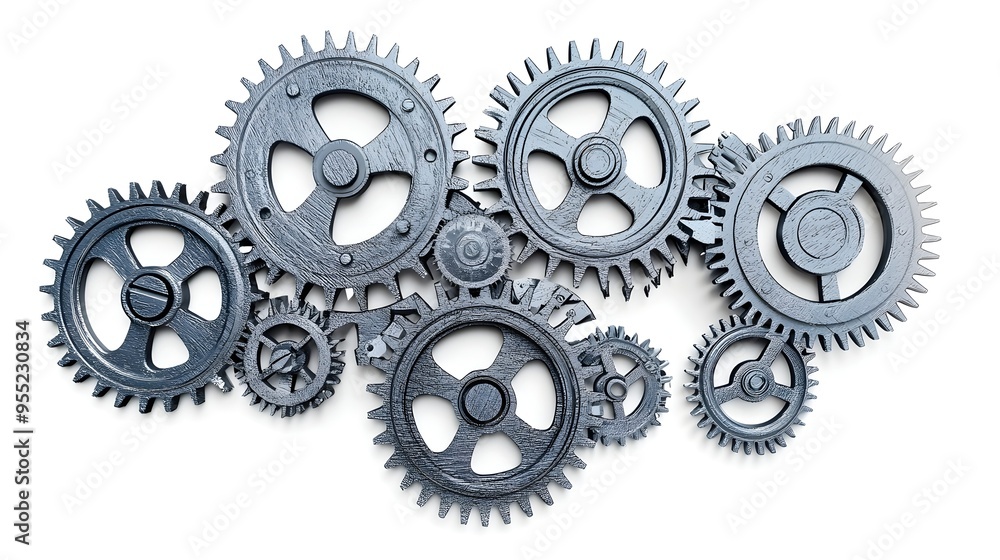 Interlocking Gears and Cogs of an Industrial Mechanical System Interlocking Gears and Cogs of an Industrial Mechanical System