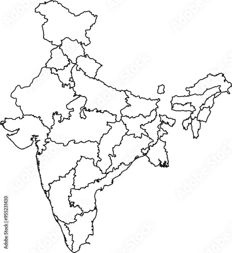 India map. Colorful orange vector illustration