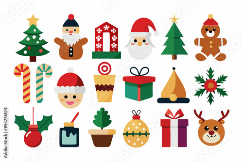 Set of Christmas vector illustrations. Christmas icons, elements collection