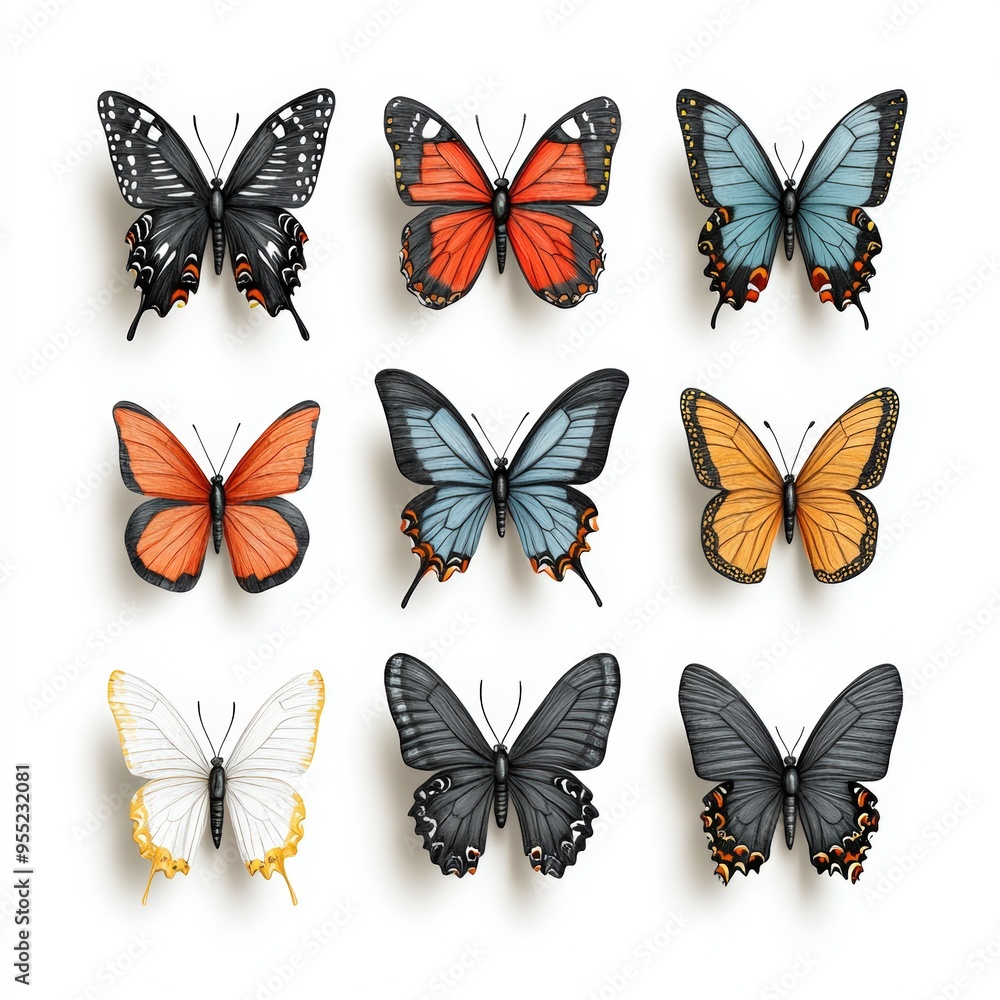 A collection of beautifully illustrated butterflies showcasing vibrant colors and intricate perfect for nature enthusiasts. A collection of beautifully illustrated butterflies showcasing vibrant colors and intricate perfect for nature enthusiasts.