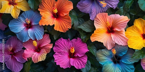 vibrant chinese hibiscus blooms in rainbow hues botanical elegance