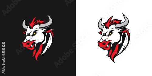 Bull Esport Mascot Logo. angry bull head vector illustration.