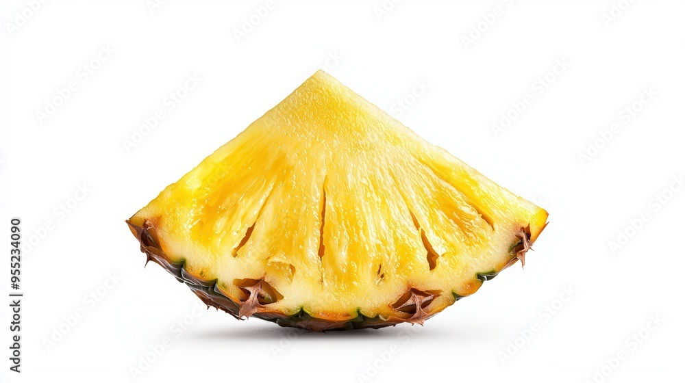 A fresh slice of pineapple showcasing its vibrant yellow interior and textured edges, perfect for summer recipes and tropical themes. A fresh slice of pineapple showcasing its vibrant yellow interior and textured edges, perfect for summer recipes and tropical themes.
