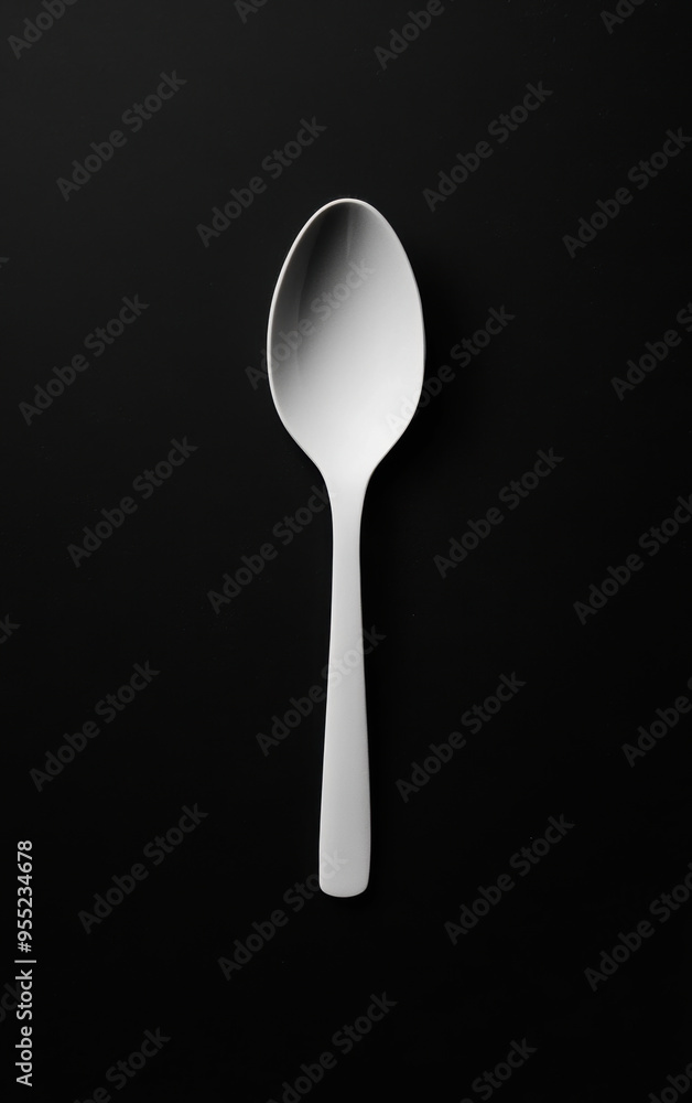 White Spoon on Black. White Spoon on Black.