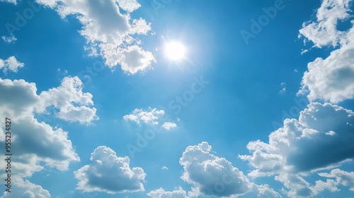 Breathtaking Celestial Expanse: Clouds and Sunshine Dominate the Serene Sky