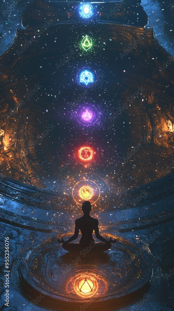 Obraz premium Enlightenment and Inner Peace Through Meditation.