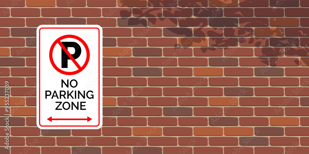 no parking zone sign on the brick wall copy space vector illustration no parking zone sign on the brick wall copy space vector illustration