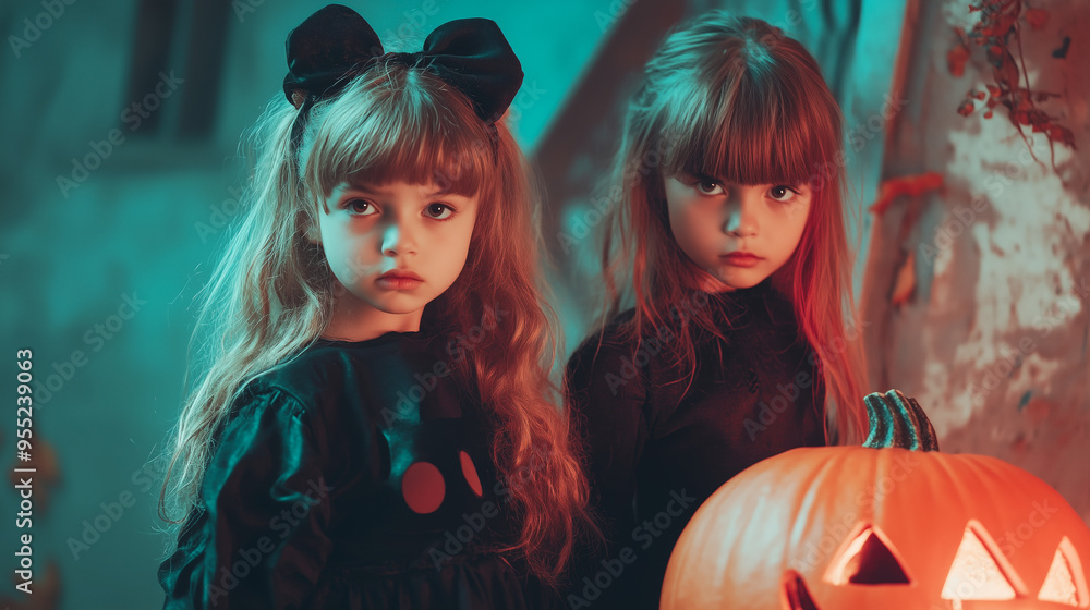Children in bright Halloween costume Children in bright Halloween costume
