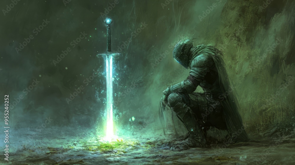 © Kopgz-41 - Knight's Oath: Glowing Sword Beckons in Sacred Grove © Kopgz-41 - Knight's Oath: Glowing Sword Beckons in Sacred Grove