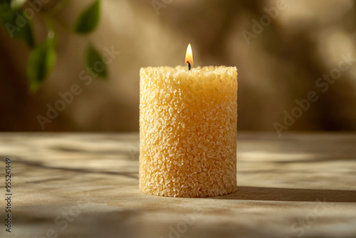 Granulated candle portrait mode. Made from palm wax. photo